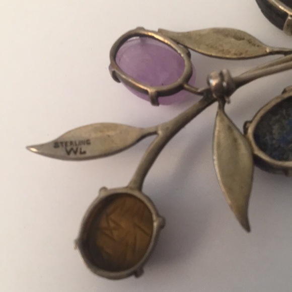 Walter Lampl Sterling Silver Carved Flower Brooch - Picture 6 of 8